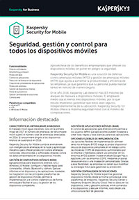 FICHA DE PRODUCTO DE KASPERSKY SECURITY FOR MOBILE